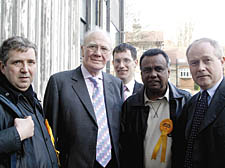 Liberal Democrat councillor Chris Basson with Sir Menzies Campbell, Ed Fordham, Laurence Nicholson and Keith Moffitt on the campaign trail in 2006