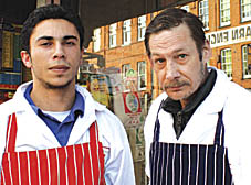 Butchers Ahmed Said and Andy Quantrell outside Martin&rsquo;s Butchers
