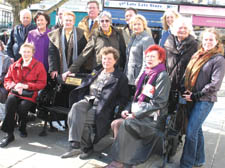 Friends and family of Harold Marks at the Belsize village bench dedicated to his memory