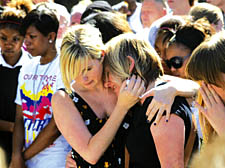 Ben&rsquo;s sister Brooke and mum Deborah on a march in memory of the teenager in July last year
