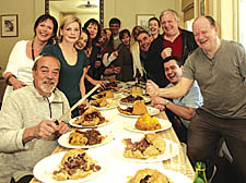The steak pudding contestants show off their creations at the Pineapple pub