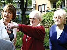 Harriet Harman meets Thelma Dowsett and Jeane Smith at the Age Concern Centre in King’s Cross
