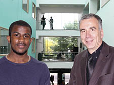 Student ambassafor N’Diri N’Dili, 21, with principal Andy Wilson in the new WKC