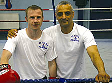 Martin Power and CJ Hussein at St Pancras amateur boxing club