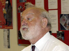 MP Frank Dobson speaking at the NHS campaign meeting