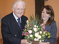 Highgate Horticultural Society president Gavin Doyle with MP for Hornsey and Wood Green Lynne Featherstone