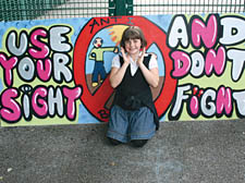 Megan with her mural message 