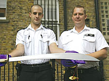 Police display a sword bought by a teenage girl during a sting operation in August last year