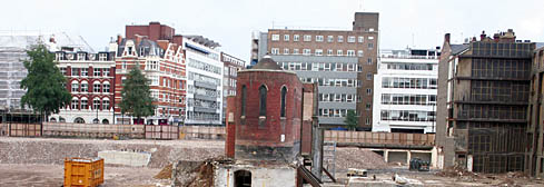 The listed chapel still stands on the site of the former Middlesex Hospital