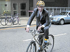 Channel 4 newsreader Jon Snow out on his bike before it was stolen