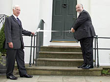 Lord Mayor Ian Luder, right, cutting the ribbon with Keats House committee chairman Michael Wellbank
