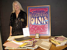 Léonie Scott-Matthews with the theatre memorabilia and scripts found in the home of Chris Harbon
