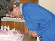 Hetty Bower blows out her birthday candles