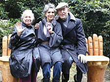 Amy De Joia (centre), daughter of Heath campaigner Bobby tries out the commemorative bench with friends