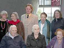 Back row, left to right: Joyce Terry, Wendy Searle, Barry Cummins, Doris Daly, Jeanne Rye; front row: husband and wife Ivan and Doris Kurland and Kate Birn