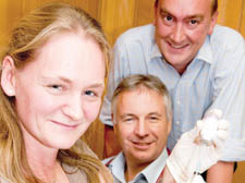 Royal Free staff receiving the swine flu vaccine: lead occupational health advisor Kareen Allan, Dr Ian Cropley and Dr Steve Shaw