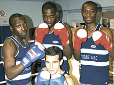 Fighters in action: from left, Kian Thomas, Ossie Jervier and Ady Nkalonatia with, in front, Mourad Boudjemaa
