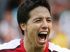 Samir Nasri - scorer of Arsenal's first goal in the Champions League win over Belgians, Standard Liege 