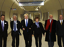 From left: Richard Parry, managing director of London Underground; station manager Michael Parkes; Boris Johnson; Tessa Jowell; Frank Dobson; and Peter Hendy, London Transport commissioner