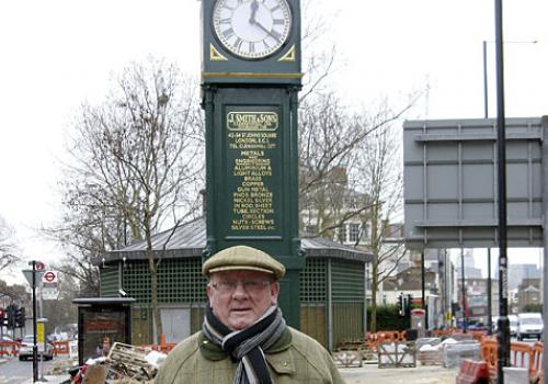 Joe Trotter with the restored clock