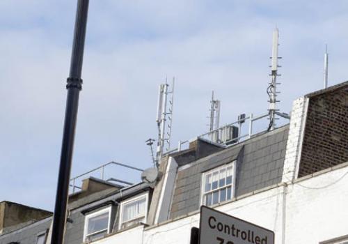 The group of four phone masts that appeared on the roof of a property in Islingt