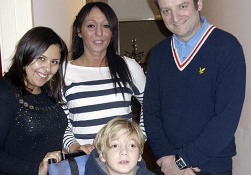 Bailey and mum Leyla (centre), with Sony’s David Wilson and Crissie Bushell