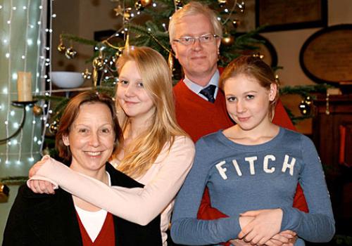 Rachel with her husband, Andrew, and daughters Harriet and Charlotte 