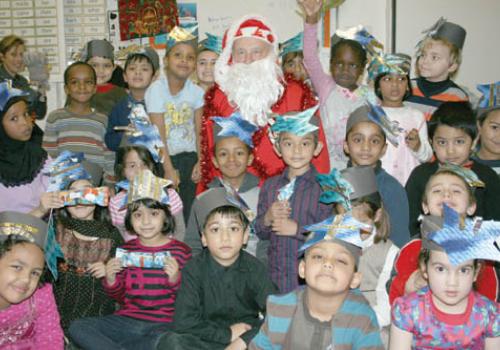 Santa with the Year One C class at Argyle Primary