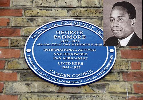 Blue Plaque. Inset: George Padmore... ‘a life devoted to Africa’