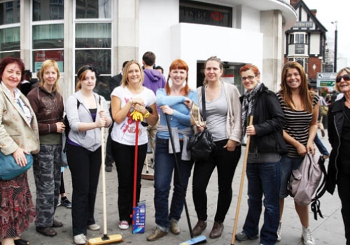 Volunteers who turned out to help the clean-up in Camden Town