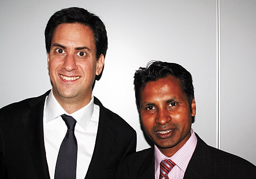 Ed Miliband in Liverpool with Nash Ali