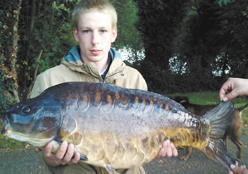 Michael Fage  with his ‘monster’ mirror carp 