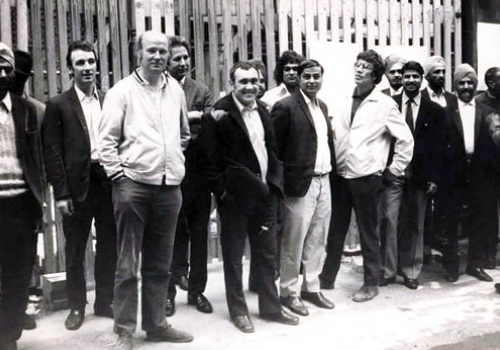 1973 - Vic Heath, third from left, with striking  building workers