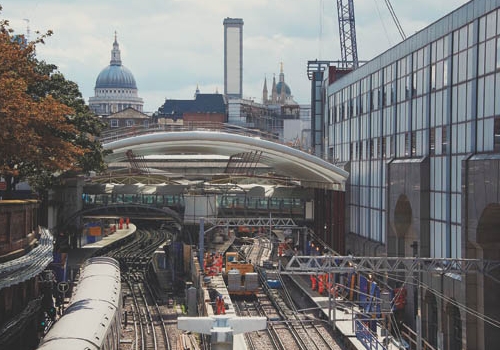 Work continues at Farringdon railway station.