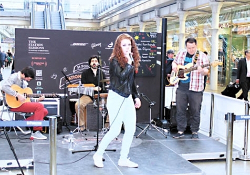 Jess Glynne on the main stage at St Pancras International on Tuesday night