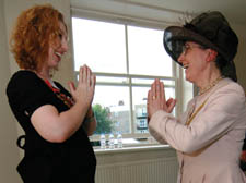 Islington Mayor Barbara Smith tries out yoga with teacher Maya Hart 