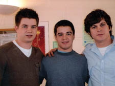 Sam Hallam, centre, with his brothers Danny and Terry 
