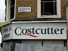 The gutted remains of Costcutter mini-supermarket on Junction Road