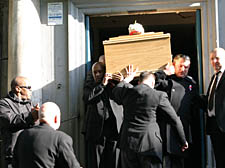 Dainton's funeral, Pall Bearers carry Dainton's coffin