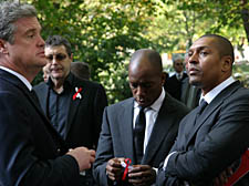 Dainton's funeral, Ian Wright waits for the service to begin