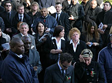 Dainton's funeral, morners outside the Church