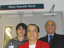 New ward: Professor Elizabeth Anionwu, front, with the hospital's director of nursing Deborah Wheeler and outgoing chairman Narendra Makanji 