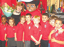 Miss Thornbury with Thornhill pupils