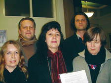 Camden Passage traders with their petition on Tuesday. Left to right: Esme Johnston, Mark Gorringe, Yvette Pathare, Lindsey Jones and Janet Holdstock