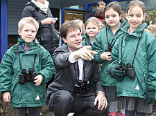Lib Dem leader Nick Clegg with children at Islington Ecology Centre   