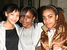 Grace Fleary-Hollowell, 14, Keisha Ekebugi, 16, and Azanya Byer-Andrews, 14, were among those who attended the Mayoral debate at St Mary&rsquo;s Church