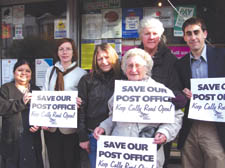 From left, postmistress Jayshree Depula, Bridget Fox and customers Karen Winslow, Dolly Sparks, Pat Croci and David Searle at Stock Orchard Crescent sub-post office