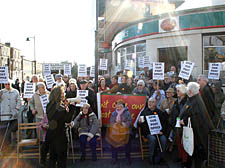 Demonstrators outside Essex Road post office. ‘There is no need to close it,’ said campaigner Bridget Fox