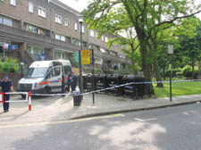 Police near the scene of the shooting in Archway