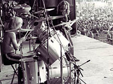 Graeme Crallan (on drums) with Janick Gers (on guitar) when White Spirit played the Reading festival in 1980 